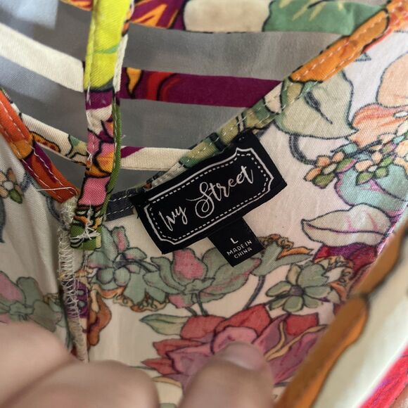 Ivy Street Vibrant Floral Print Jumpsuit Large Womens Wide Leg Beachy Summer - Picture 4 of 10